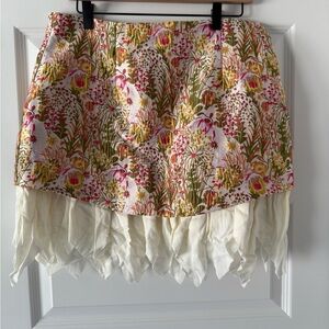 Floral Embroidered Mini Skirt